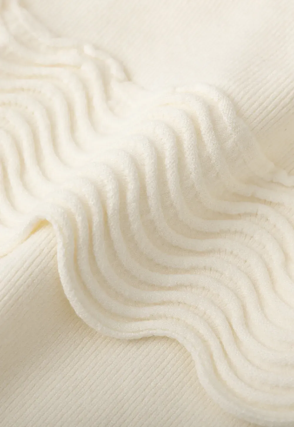 Elegant Off Shoulder Knit Sweater with Wave Detail