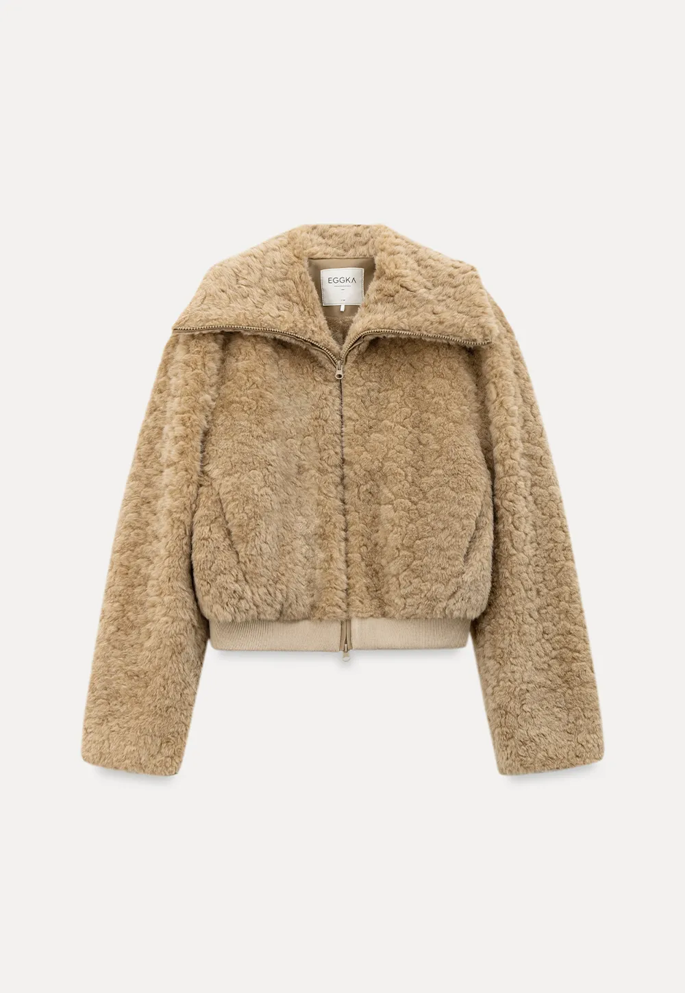 Fuzzy Textured Short Jacket with Ribbed Hem