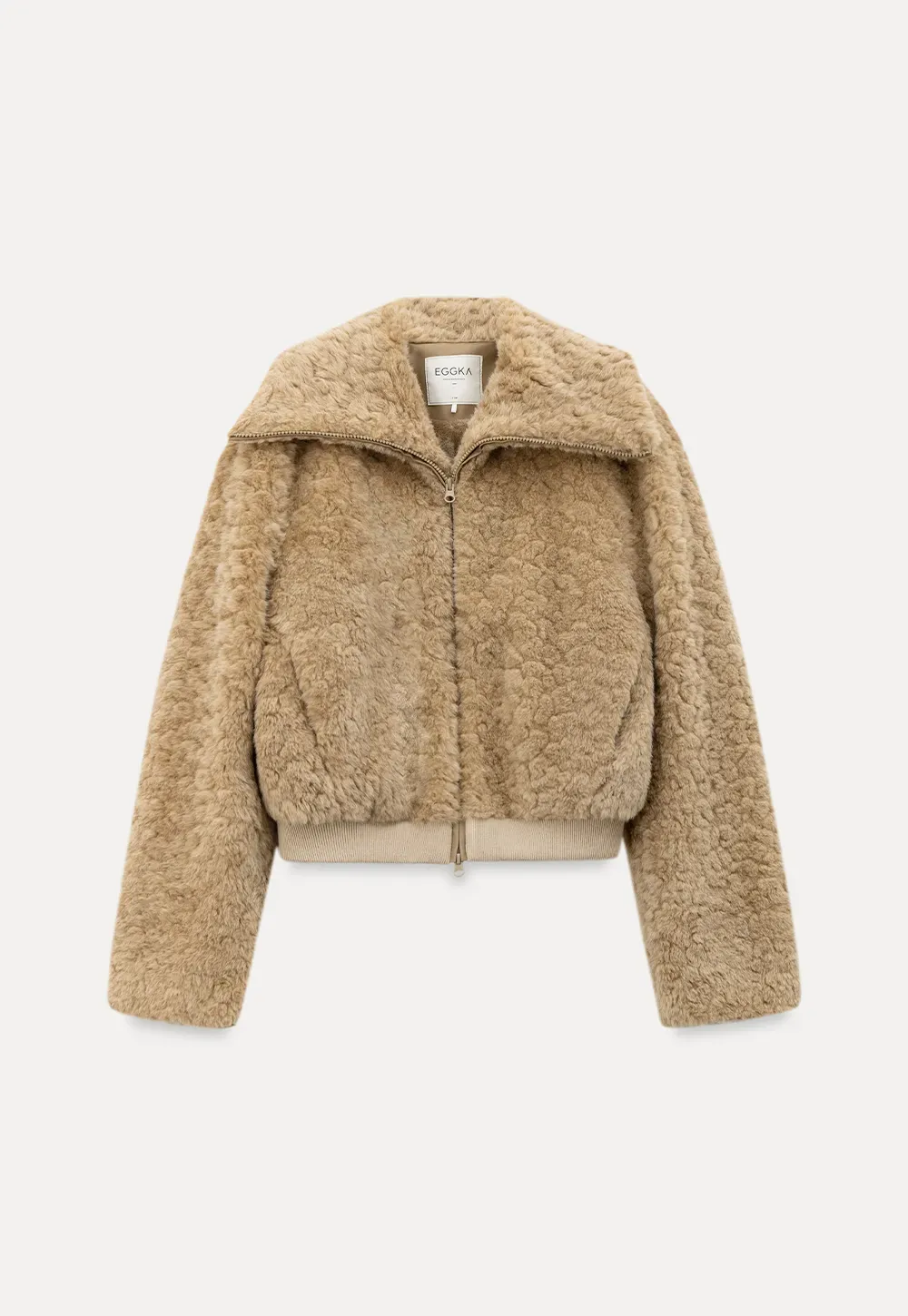 Fuzzy Textured Short Jacket with Ribbed Hem