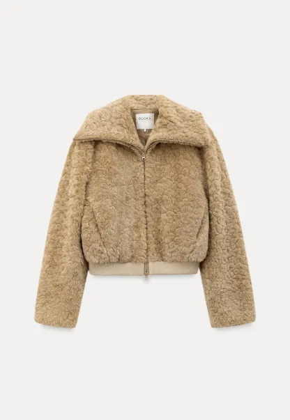 Fuzzy Textured Short Jacket with Ribbed Hem