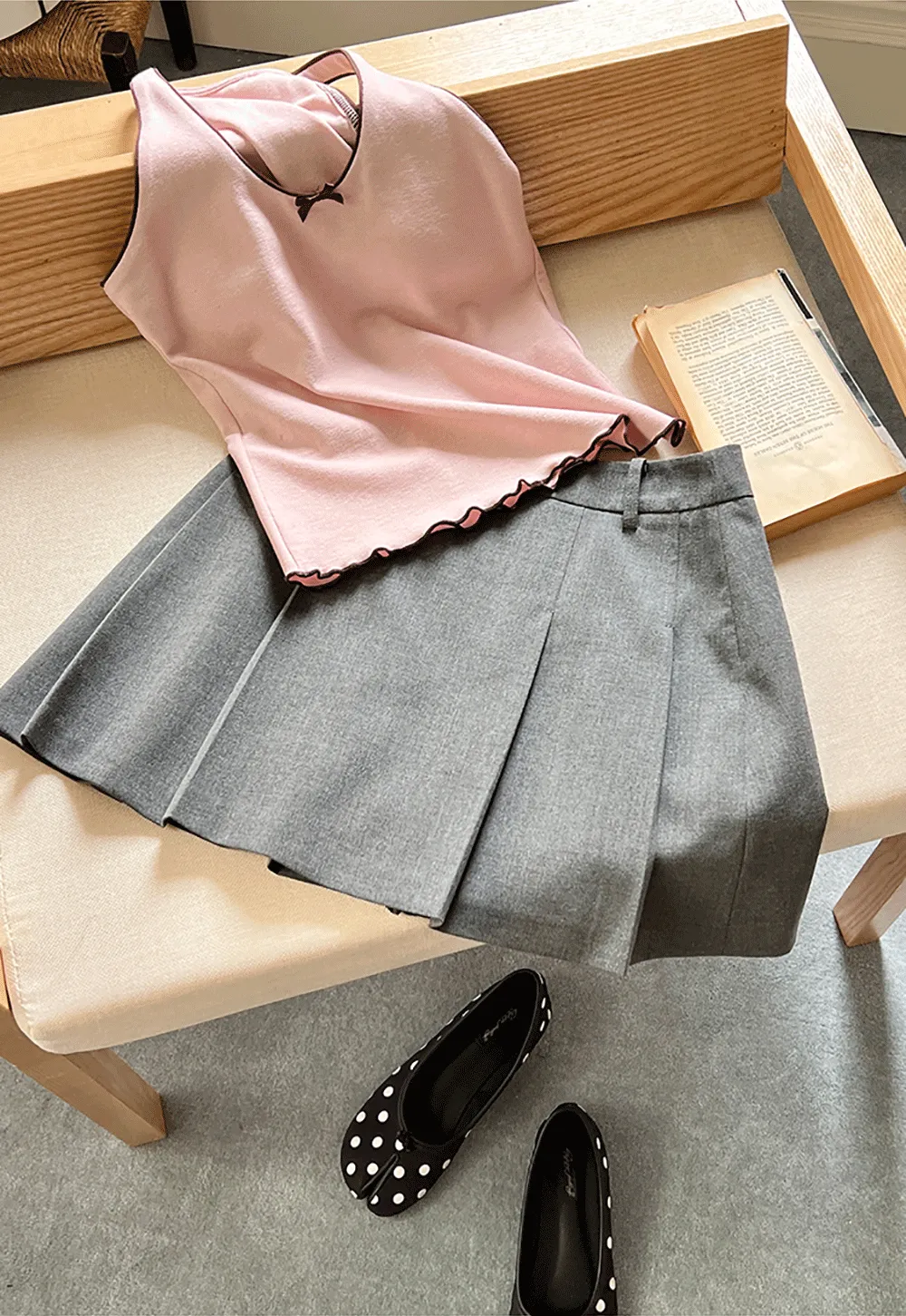 Halter neck tank top with thin straps and bow detail