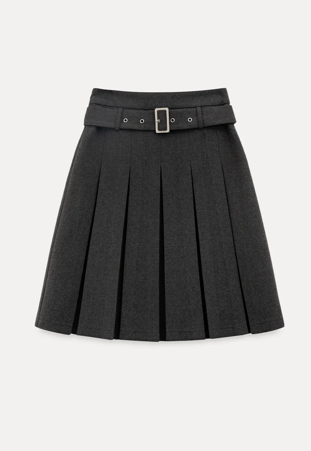 Pleated A Line Skirt with Belt Detail