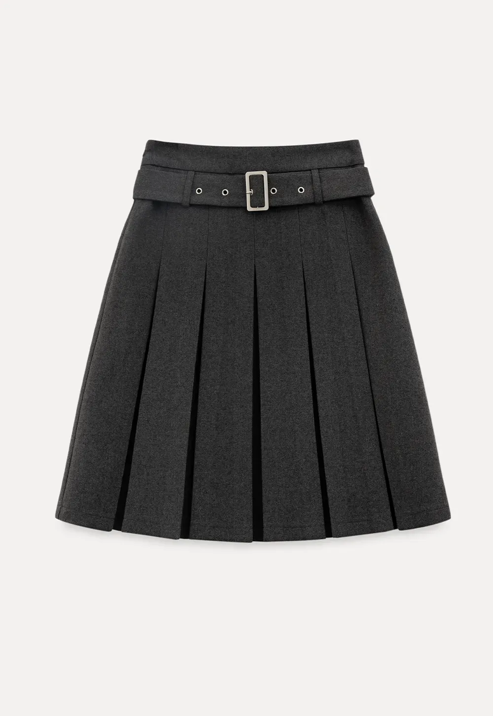 Pleated A Line Skirt with Belt Detail