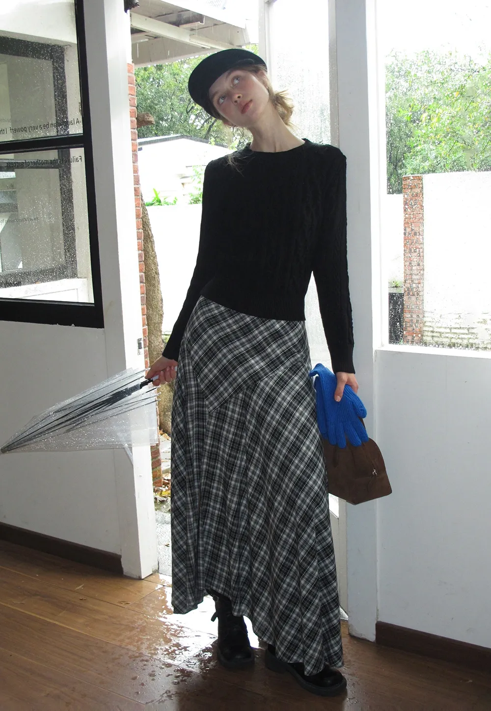 High Waist Tartan Flared Skirt Vintage Style