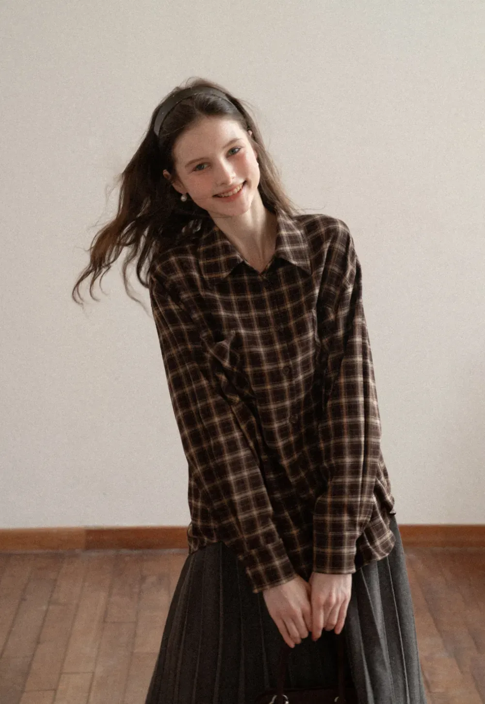 Classic Pleated Skirt in Dark Gray