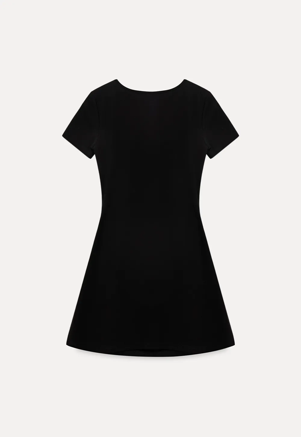 Short Sleeve Dress with Polka Dot Collar and Front Knot Detail