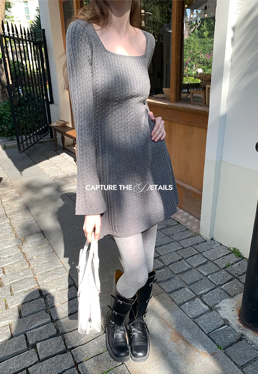 Elegant Cable Knit Flare Dress