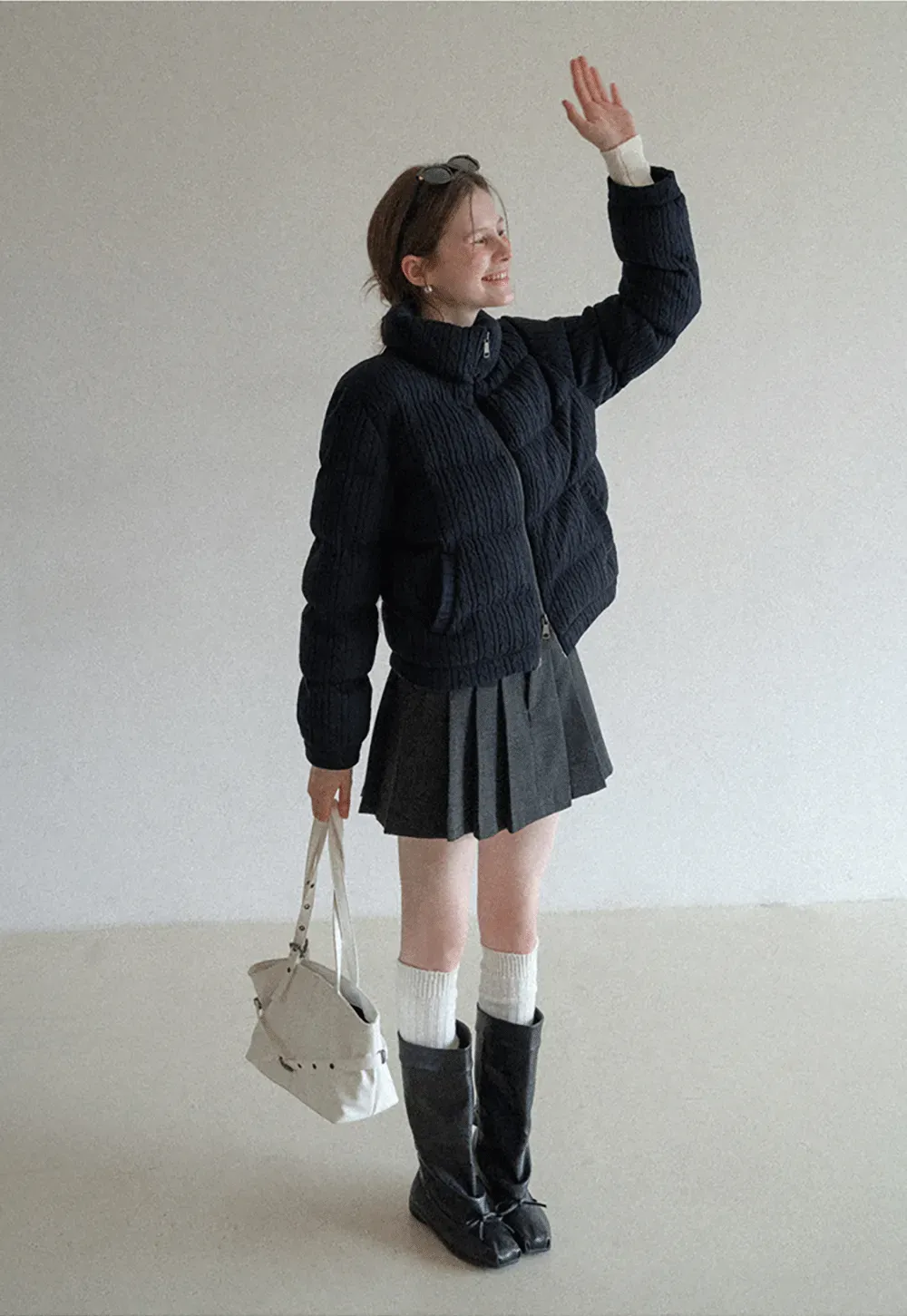 Pleated Mini Skirt with Belt Detail