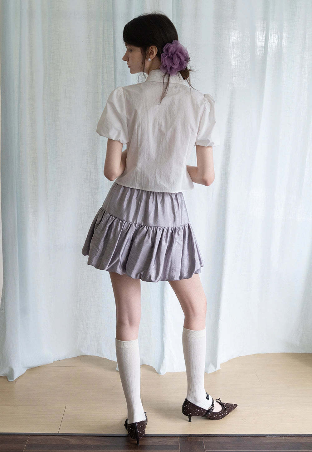 Tiered Bubble Mini Skirt