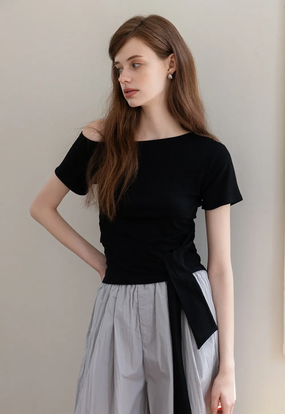 Off-Shoulder Top with Tie Waist