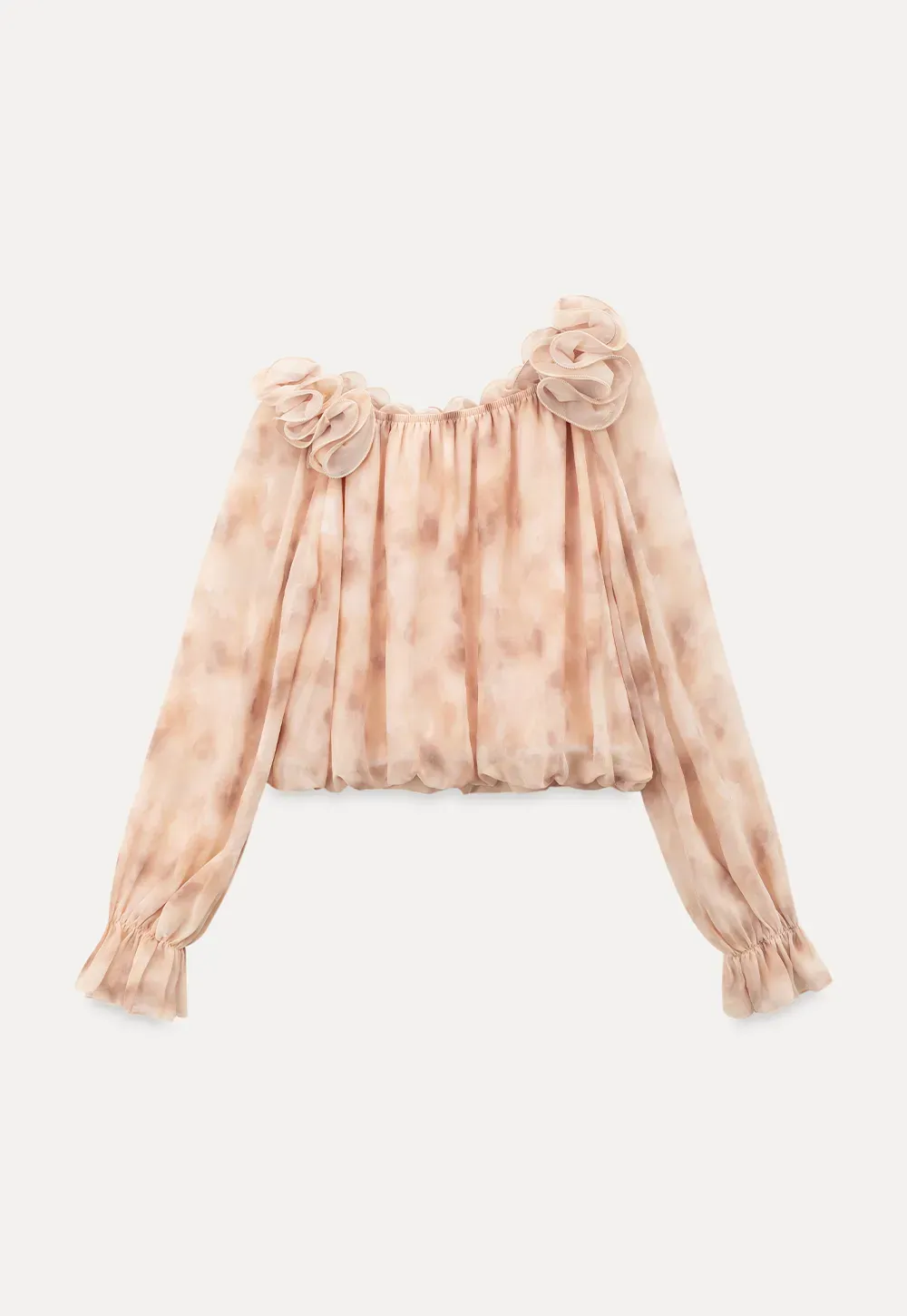 Off Shoulder Ruffled Lace Chiffon Blouse