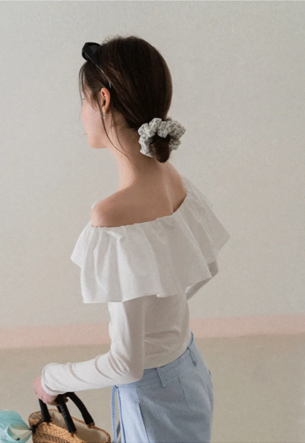 Off Shoulder Ruffled Top with Long Sleeves