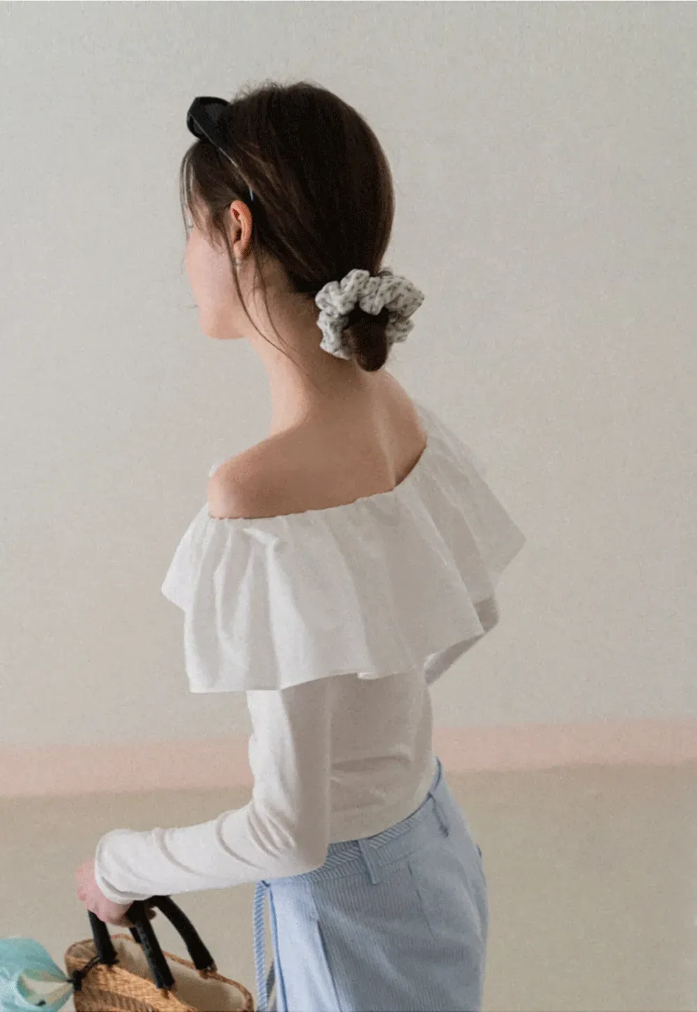 Off Shoulder Ruffled Top with Long Sleeves