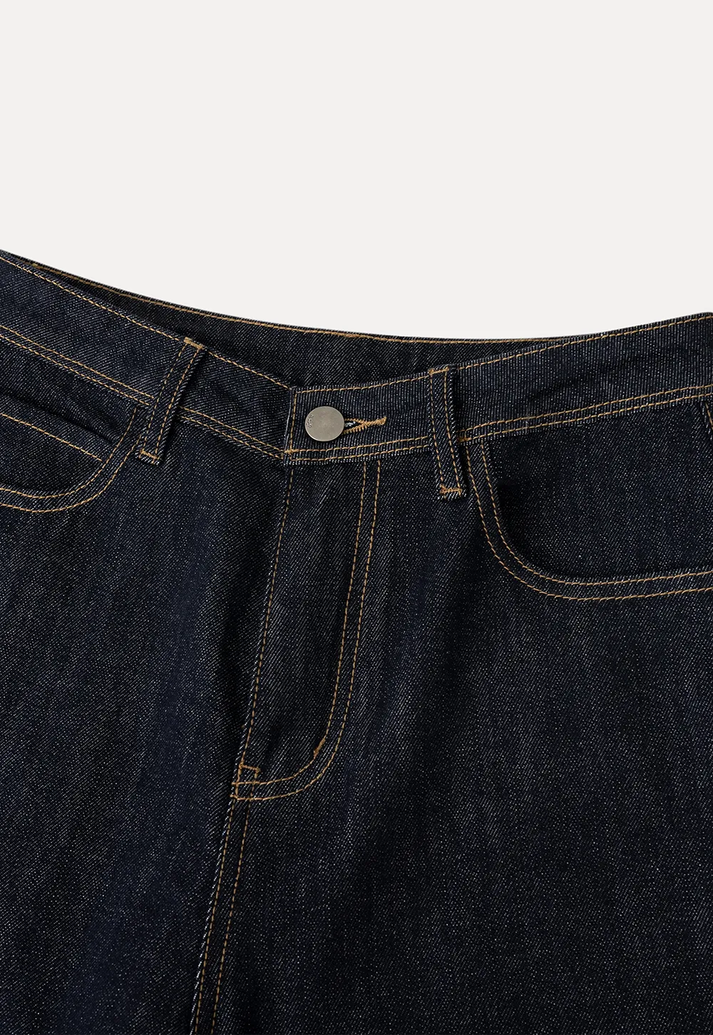 Wide leg cropped denim pants with contrast stitching