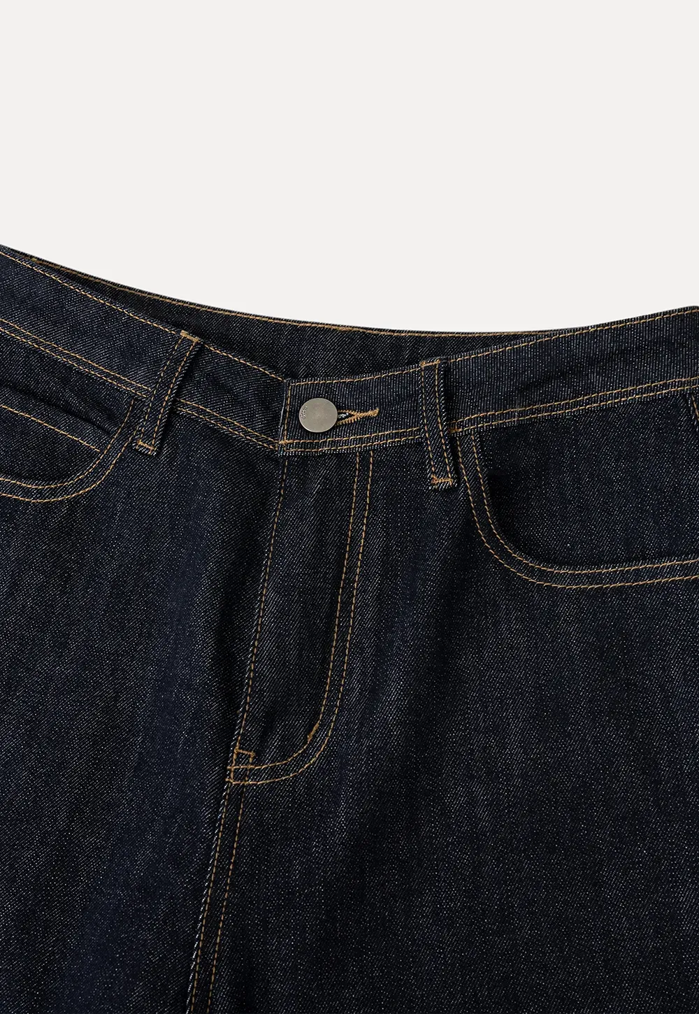 Wide leg cropped denim pants with contrast stitching