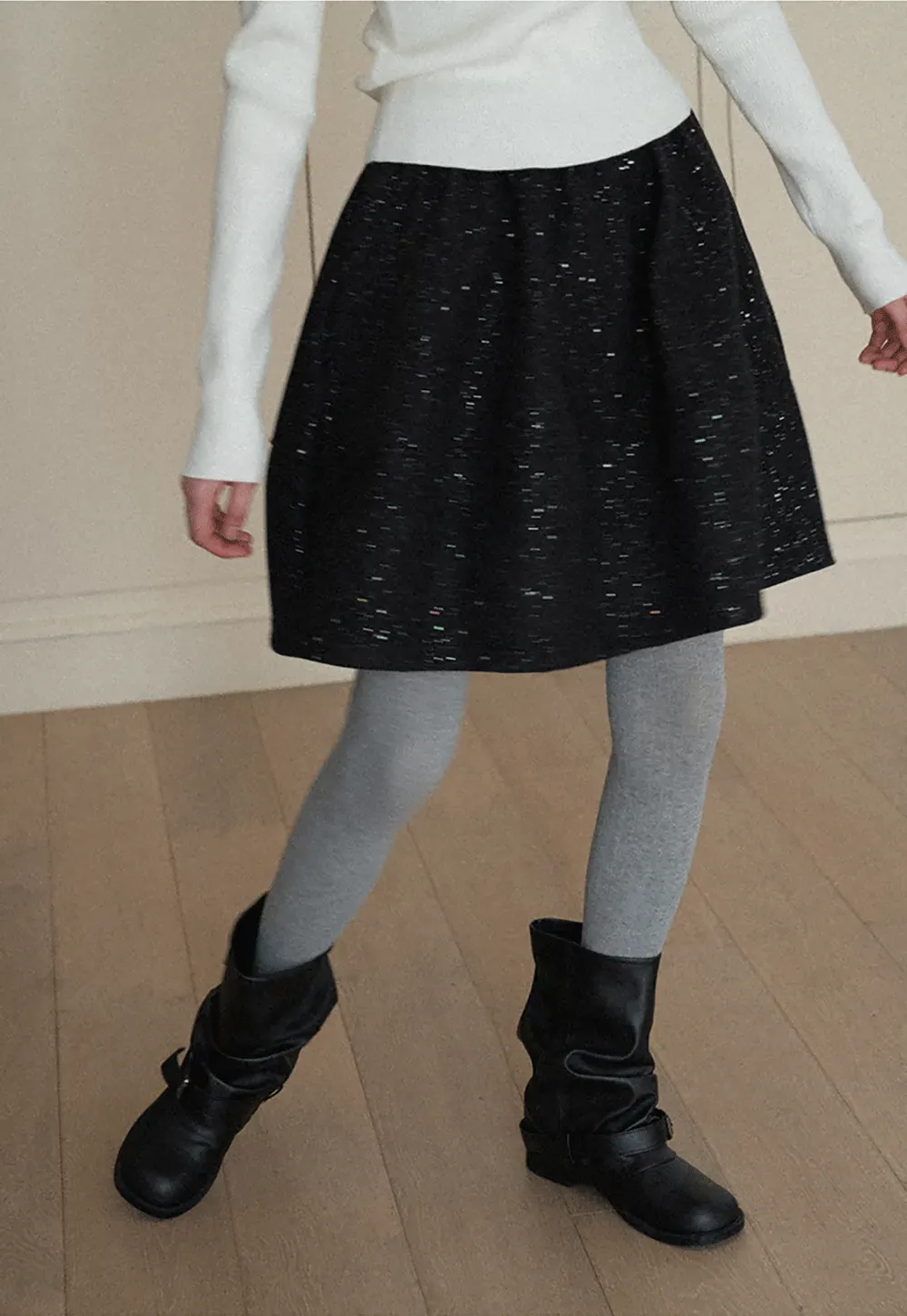 Sparkle Flare Skirt with Elastic Waist