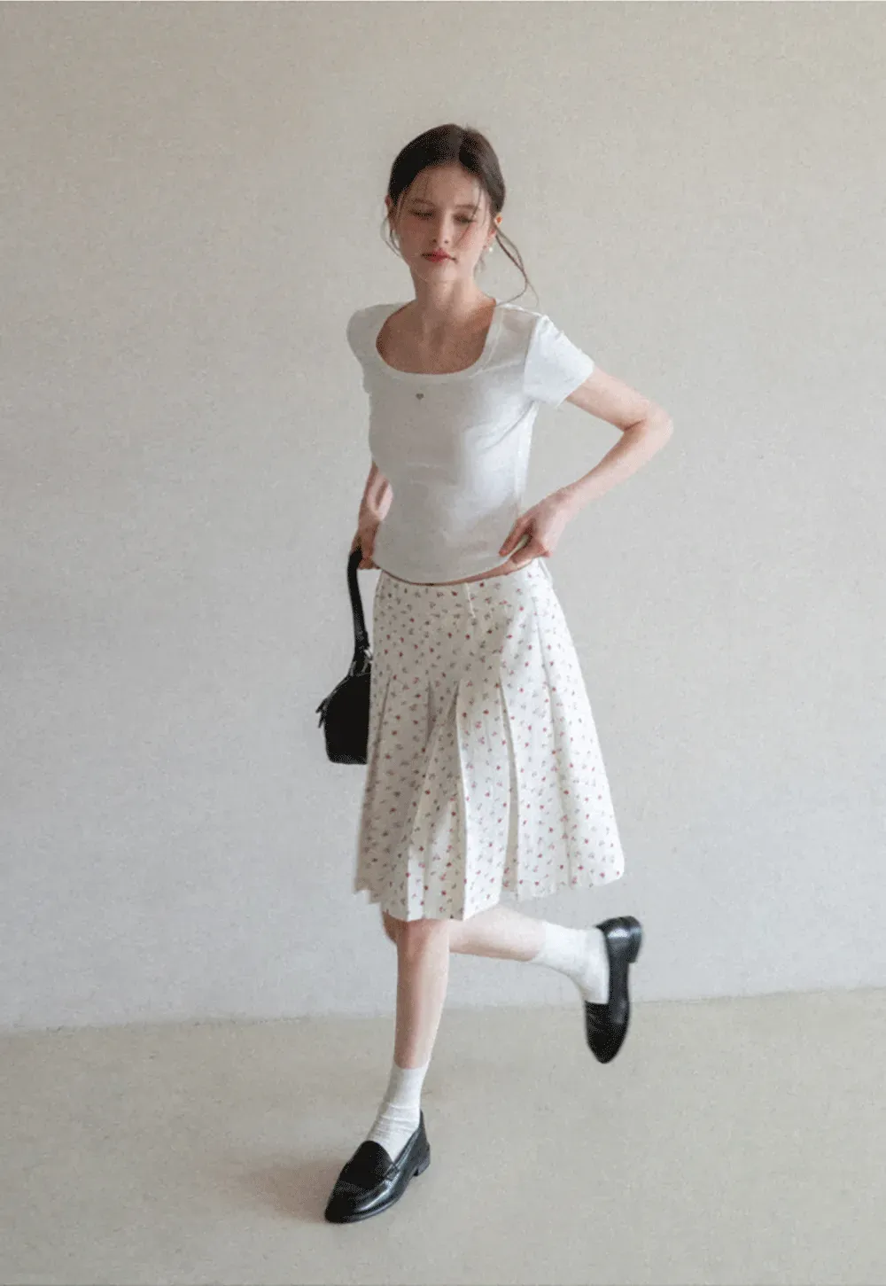 Short Sleeve Crop Top with Square Neckline