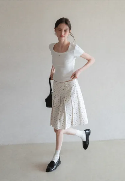 Short Sleeve Crop Top with Square Neckline