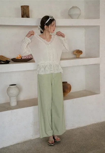 Wide Leg High Waist Casual Pants