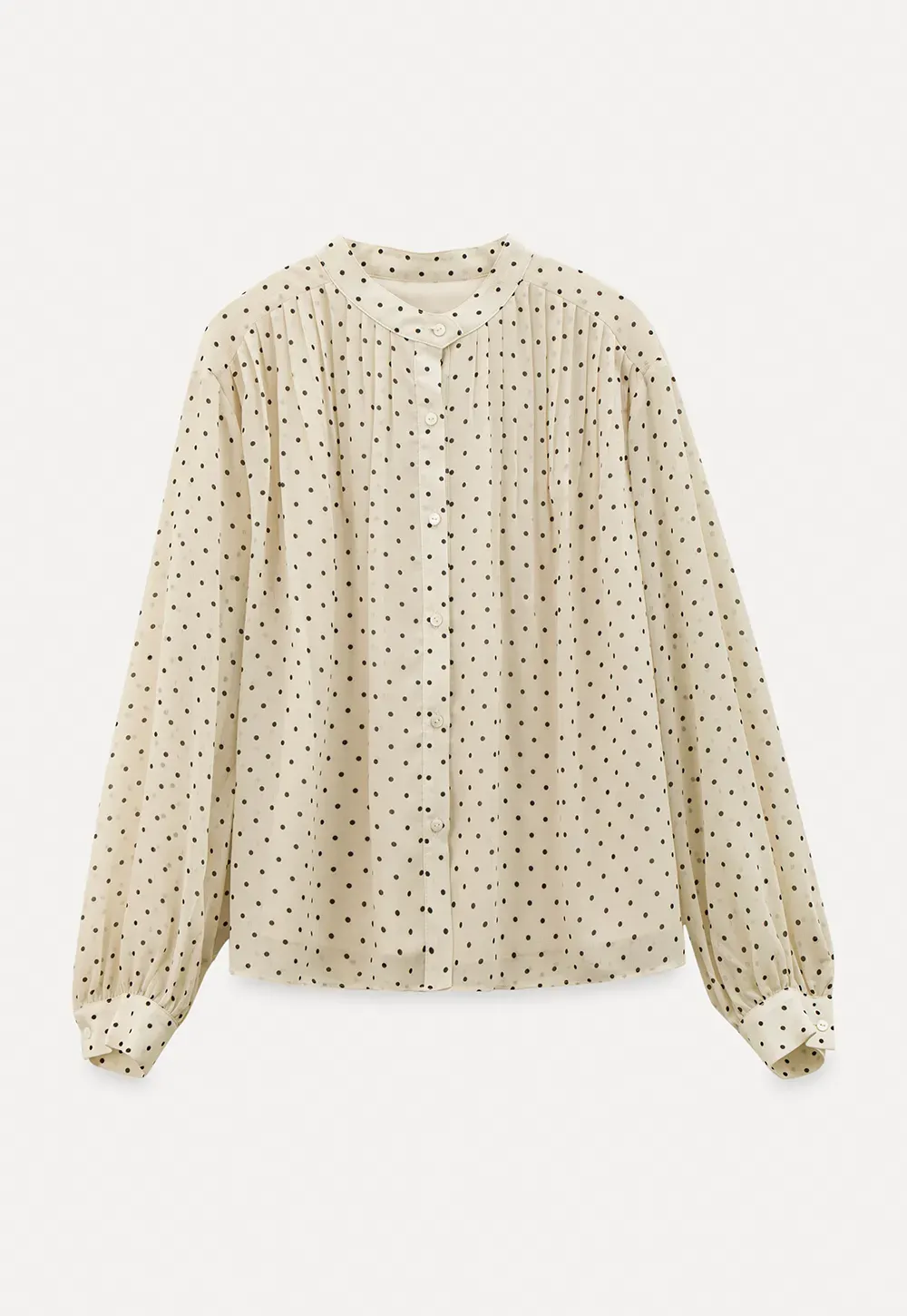 Elegant Blouse with Delicate Dot Pattern and Puffed Sleeves