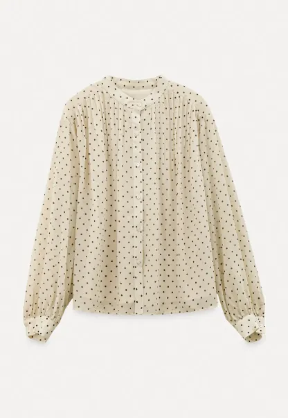 Elegant Blouse with Delicate Dot Pattern and Puffed Sleeves