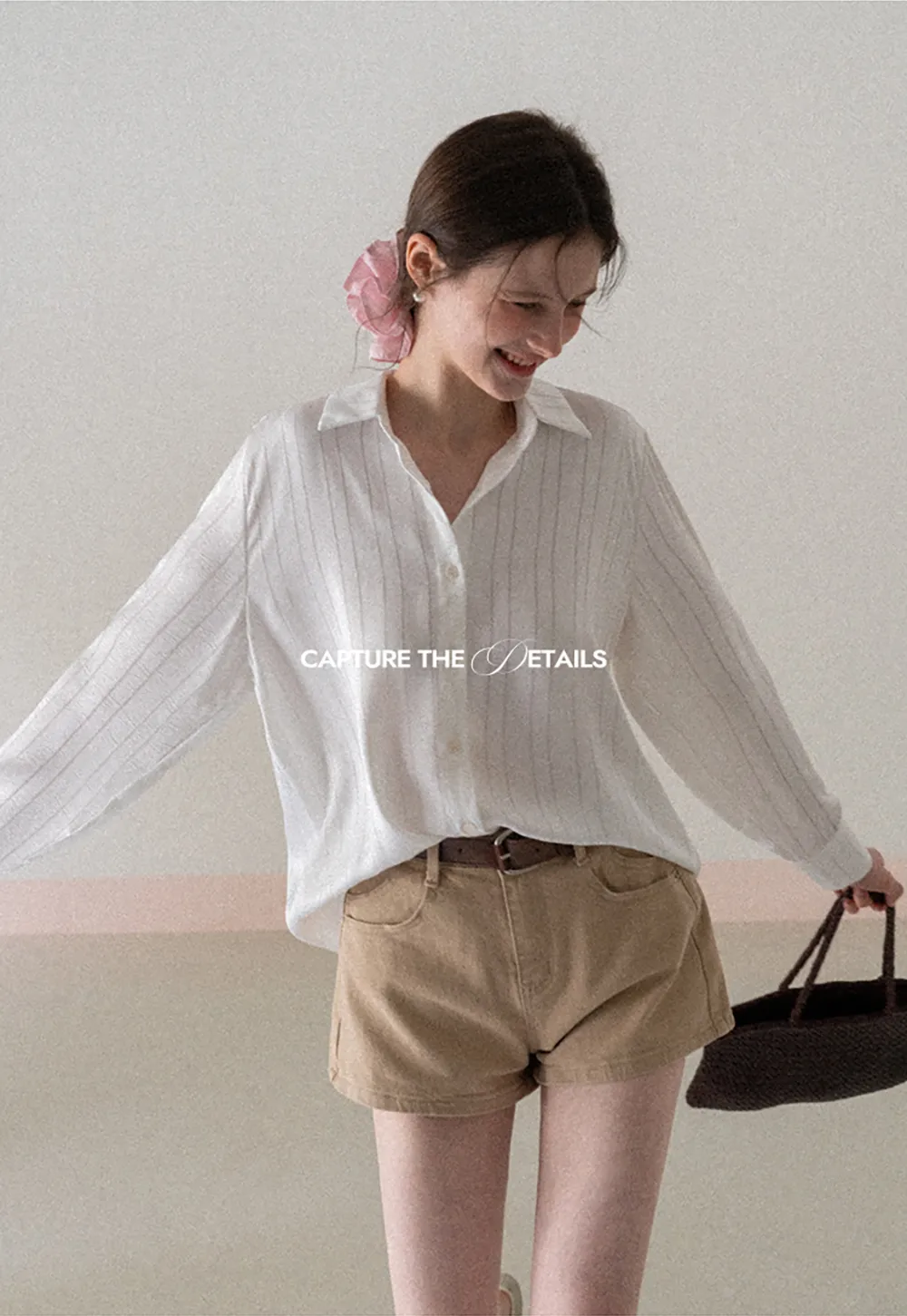 Long Sleeve Button Down Shirt with Vertical Stripes