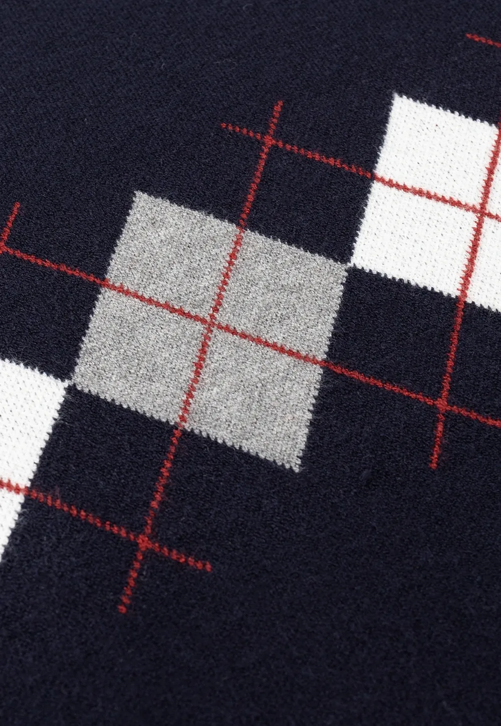 Navy Blue Sweater with Argyle Pattern for Women