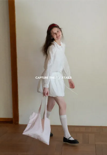 Ruffled Collar Long Sleeve Button Up Shirt