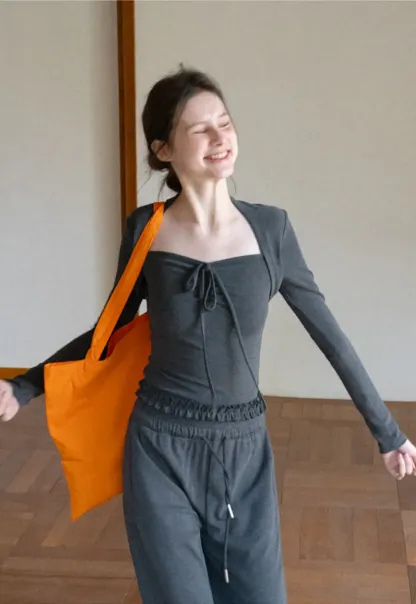 T shirt and casual pants with drawstring waist