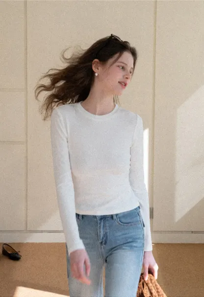 Elegant Long Sleeve Top with Neck Tie Detail