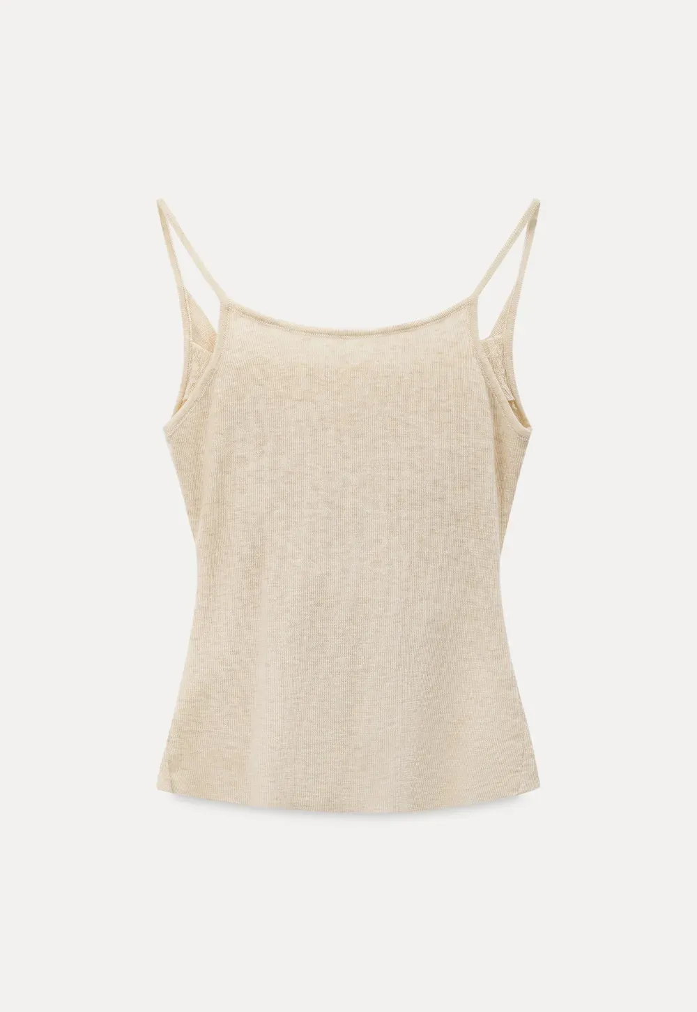 Silk-like tank top with thin straps and draped neckline