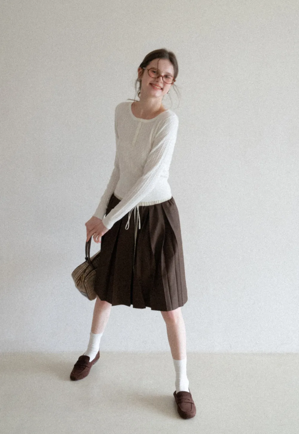 Cable Knit Long Sleeve Sweater with Button Detail