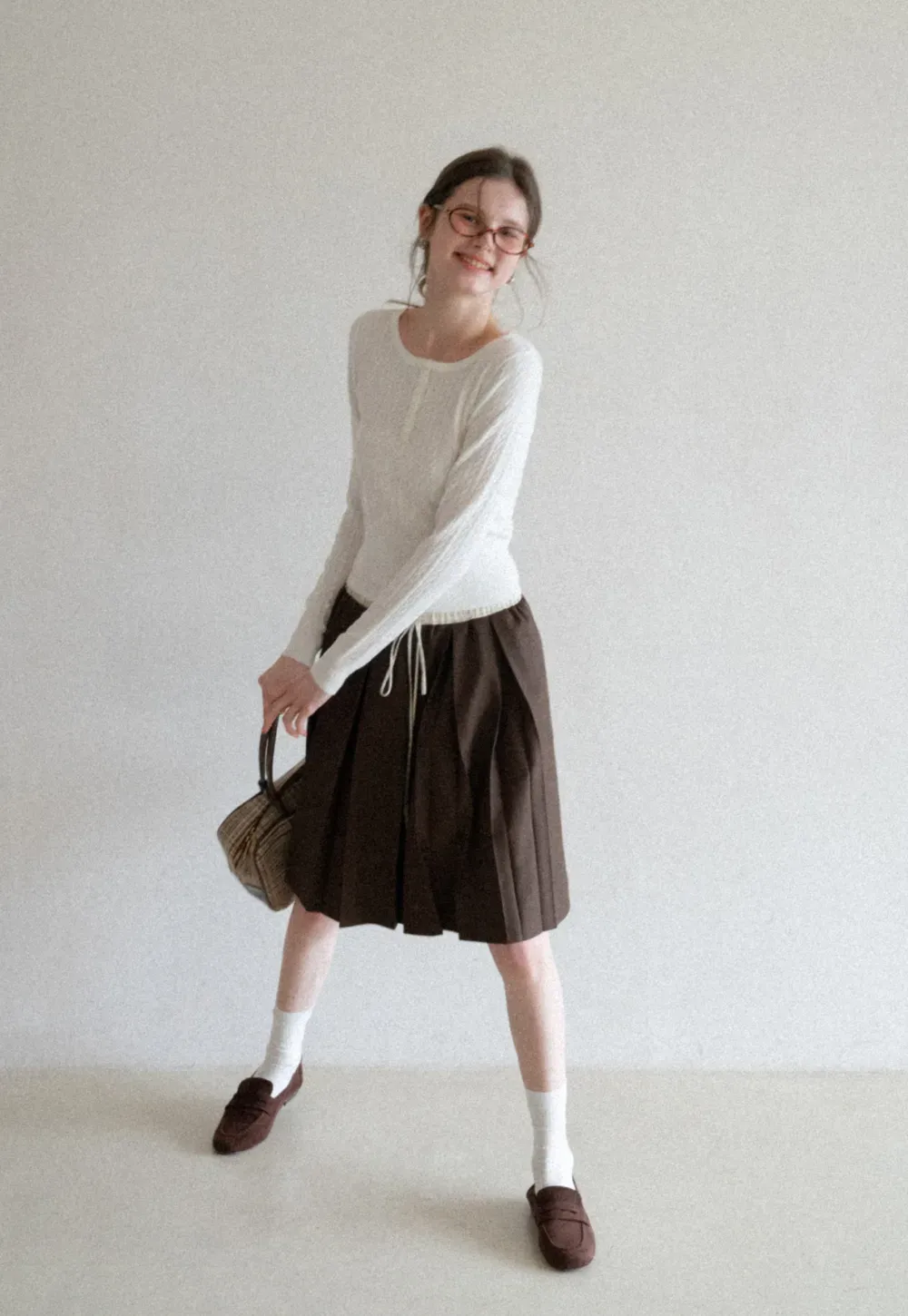 Cable Knit Long Sleeve Sweater with Button Detail