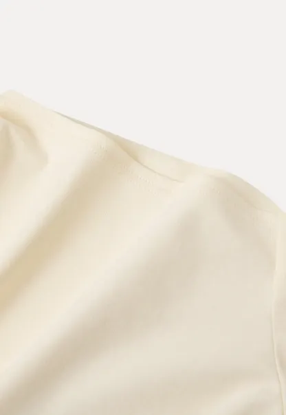 Off shoulder short sleeve fitted t shirt