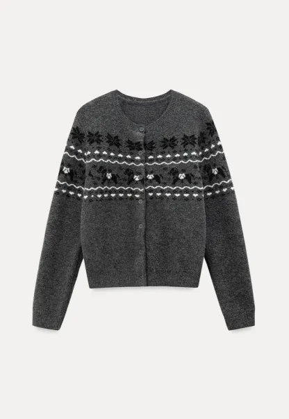 Winter Fair Isle Knit Sweater with Snowflake and Animal Pattern