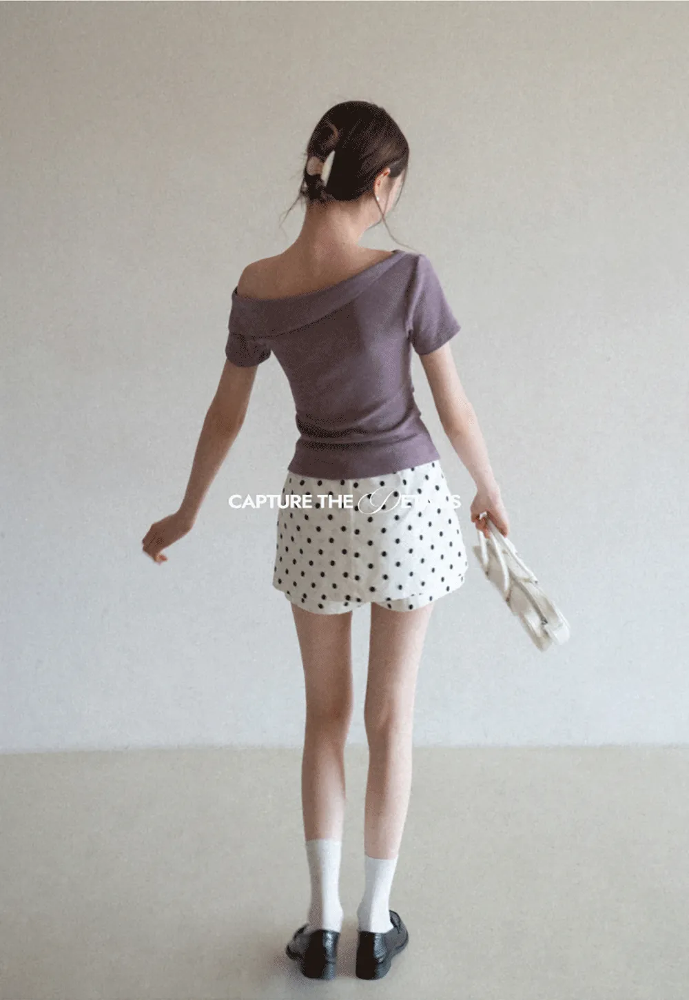 Polka dot mini skirt with layered hem