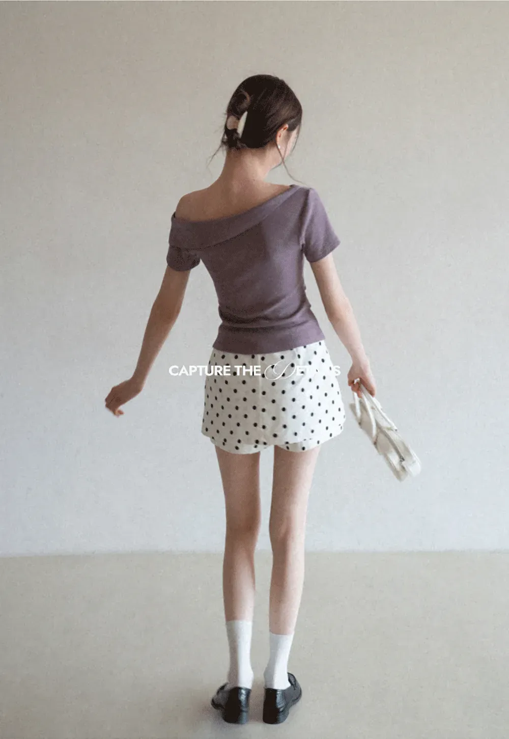 Polka dot mini skirt with layered hem