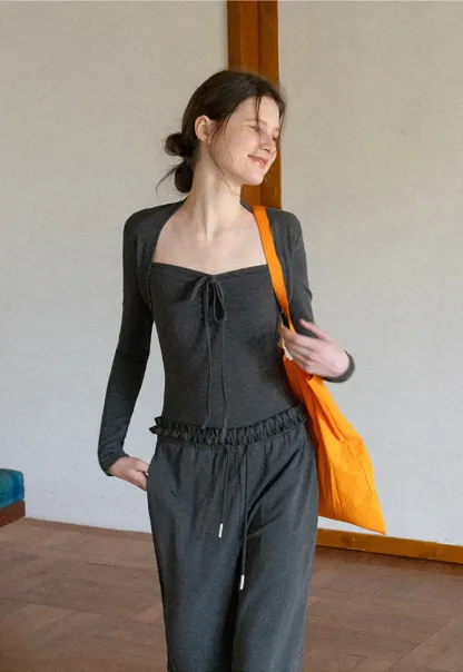 T shirt and casual pants with drawstring waist