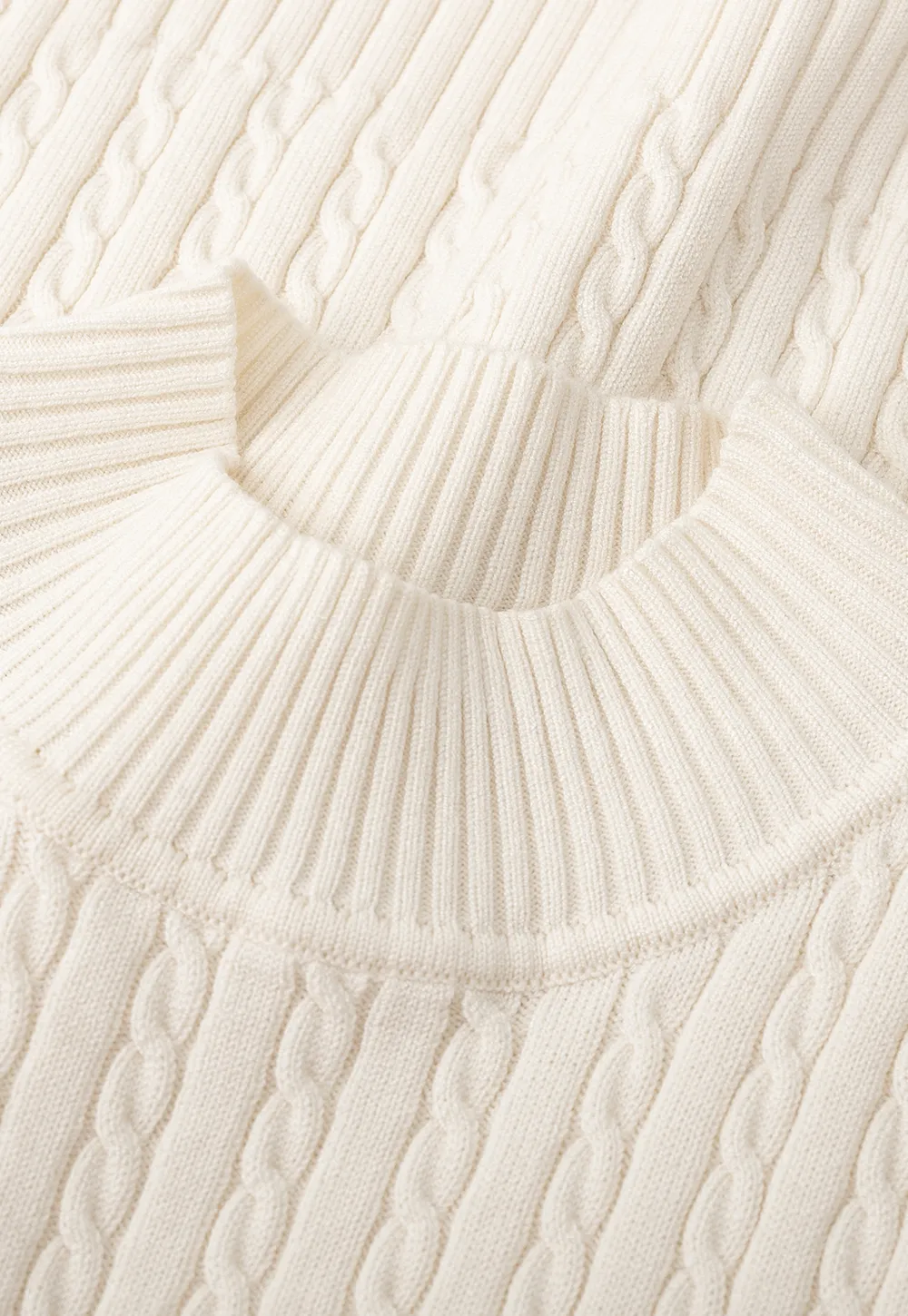 Cable Knit Sleeveless Top with High Neck Design