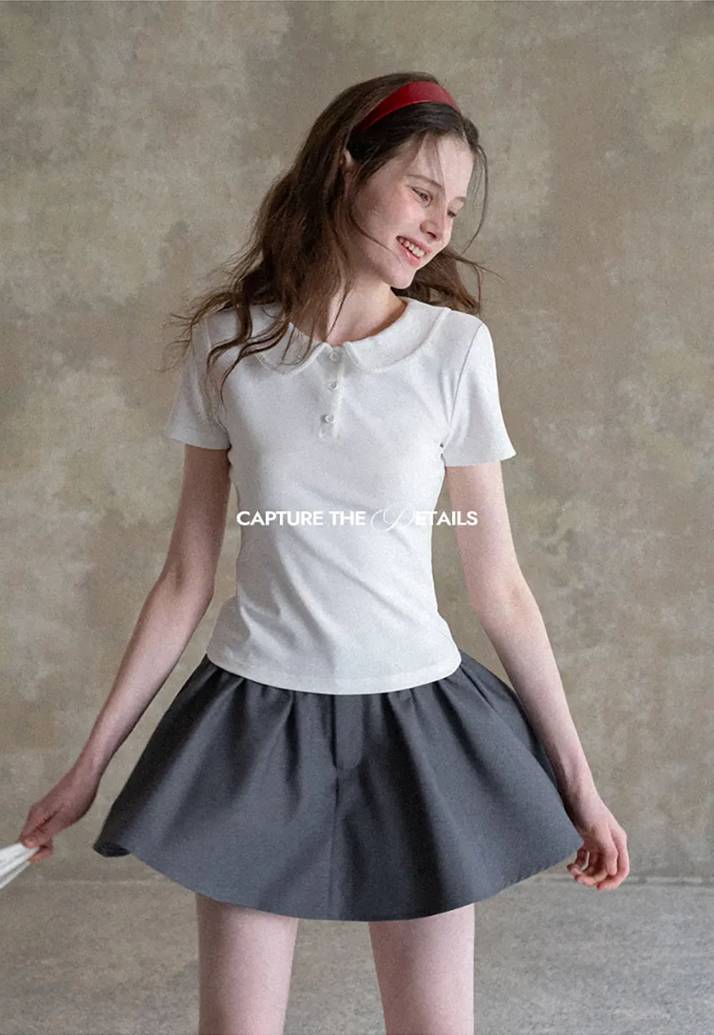 Pleated A-line Mini Skirt with Waistband