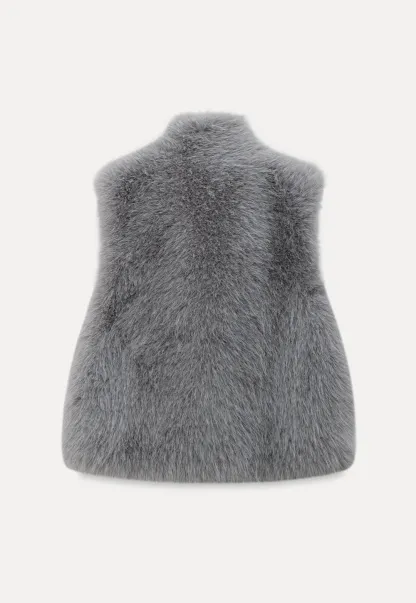 Fur Vest with High Collar Design