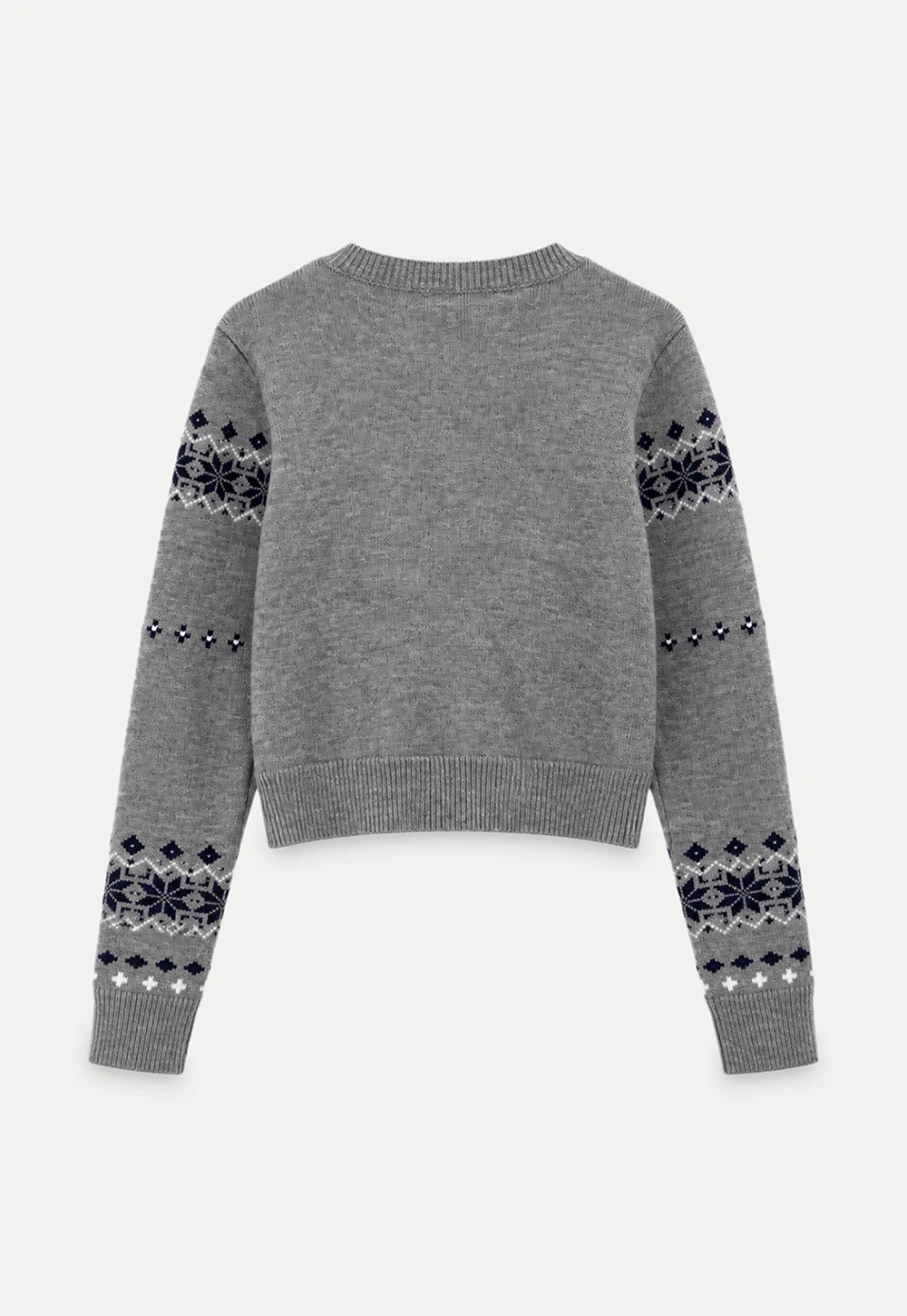 Fair Isle Patterned Cropped Cardigan Woolen Knit Sweater