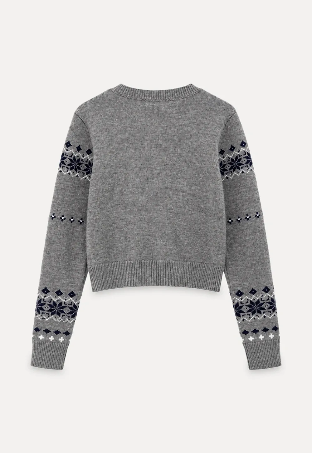 Fair Isle Patterned Cropped Cardigan Woolen Knit Sweater