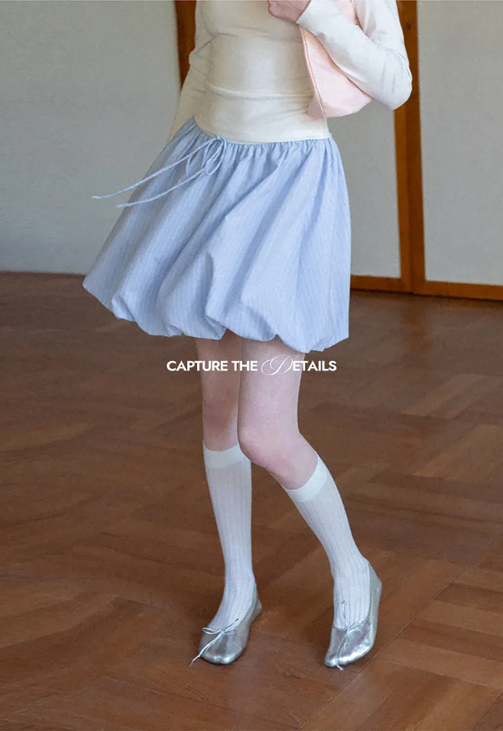 Puffed skirt with drawstring waist