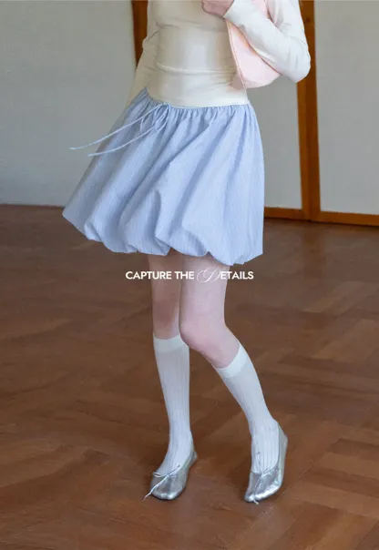 Puffed skirt with drawstring waist