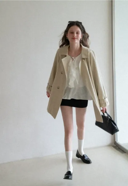 Elegant Double Breasted Short Jacket