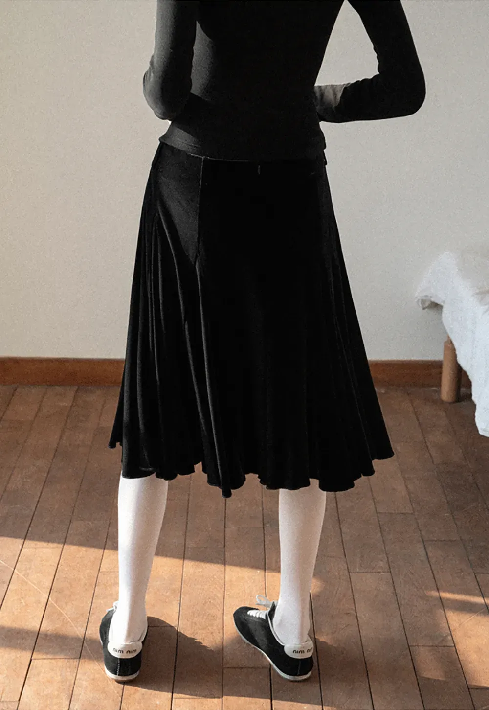 Velvet Pleated Mini Skirt