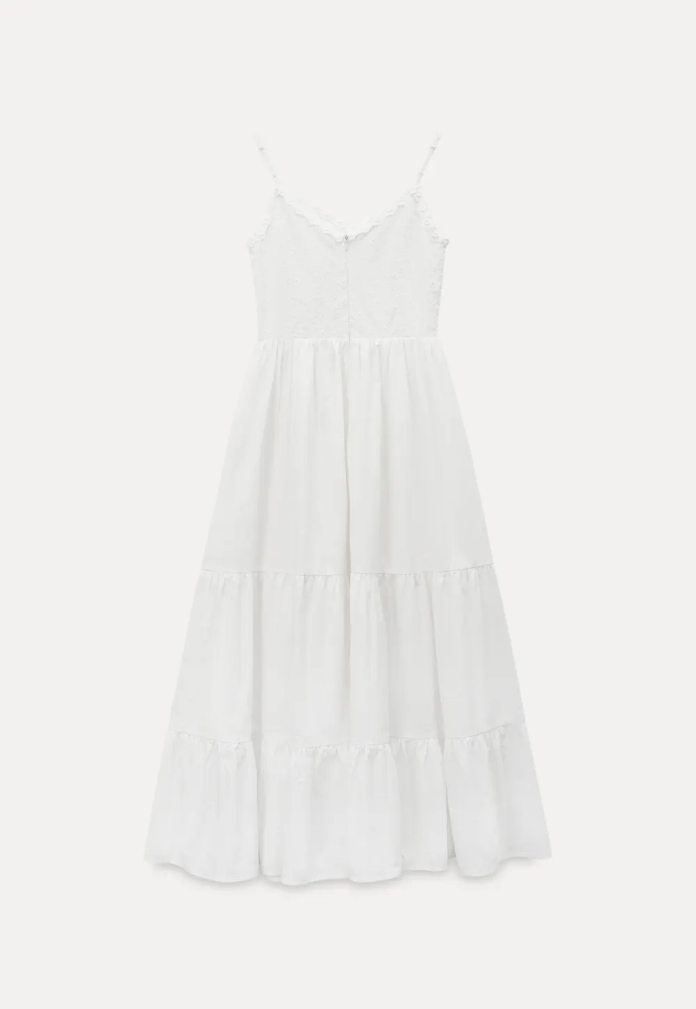 Lace Trimmed Tiered Strap Dress