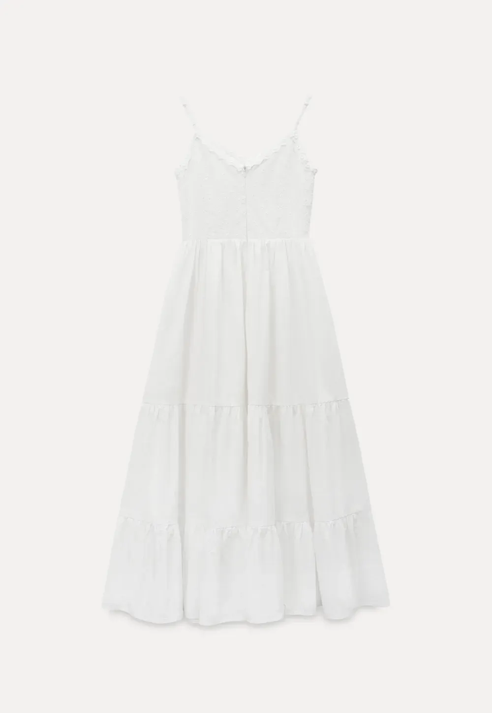 Lace Trimmed Tiered Strap Dress