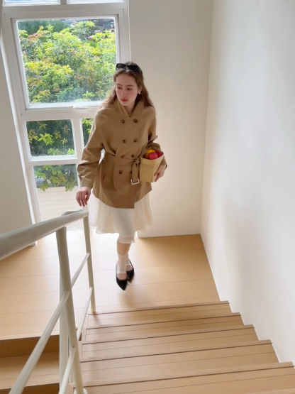 Double Breasted Belted Trench Coat